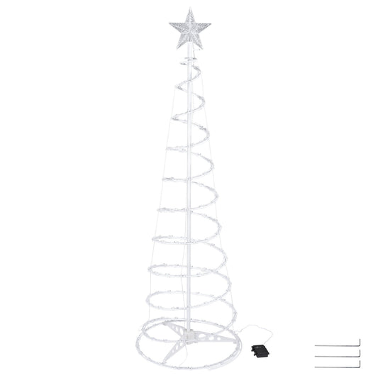 5 Ft Lighted Spiral Christmas Tree with 182 Cool White LEDs - Battery Operated Outdoor Decor for Holiday 2024