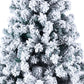 6ft Snow-Flocked Christmas Tree with 1202 Branches and Tied Lights – Perfect Holiday Decor for Christmas 2024