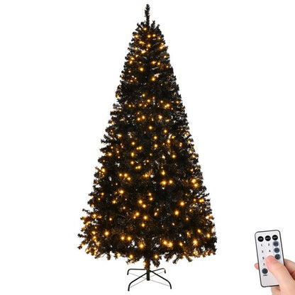 8 FT Pre-Lit Black Christmas Tree – Realistic Pine Design with 550 LED Lights and Remote Control, Perfect Holiday Decor for Home & Office 2024