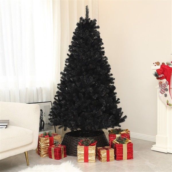 6ft Black Christmas Tree – Realistic Holiday Decor with Flame Retardant Branches, Ideal for Indoor Use 2024