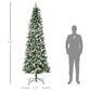 7.5 ft Pre-Lit Snow-Flocked Artificial Christmas Tree with Realistic Branches, 350 LED Lights, Pine Cones & Berries for Holiday Decor 2024