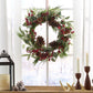 22-inch Eucalyptus & Berry Wreath with Pinecones – Natural Rustic Decor for Front Door, Christmas 2024