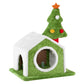 24-inch Plush Christmas Cat Cave – Festive Tree Design, Cozy Bed for Indoor Cats, Holiday Decor 2024