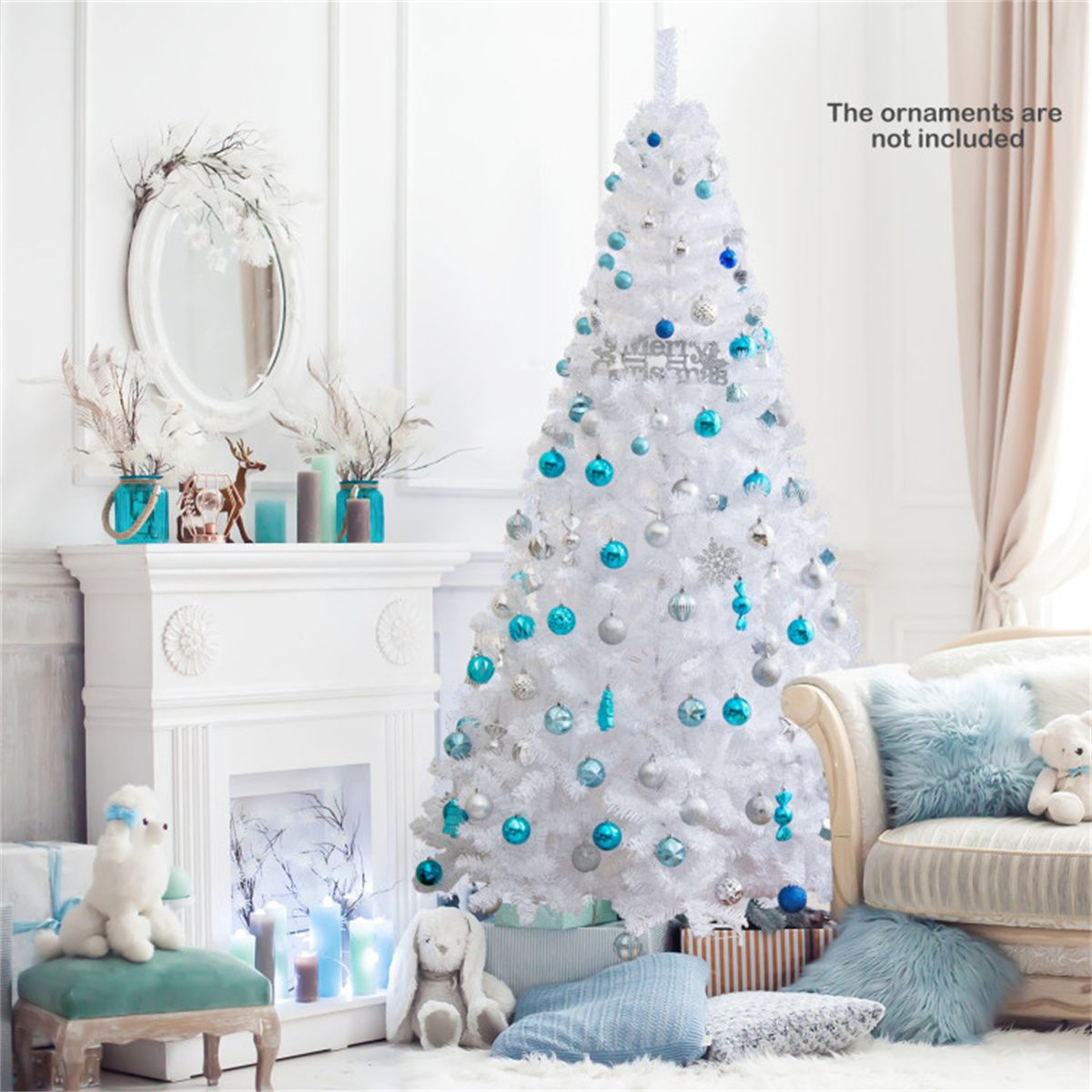 7 ft Realistic White Christmas Tree – Eco-Friendly PVC with Metal Stand, Perfect Holiday Decor for Christmas 2024