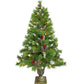 Pre-lit Artificial Christmas 4-Piece Set,Garland, Wreath and Set of 2 Entrance Trees