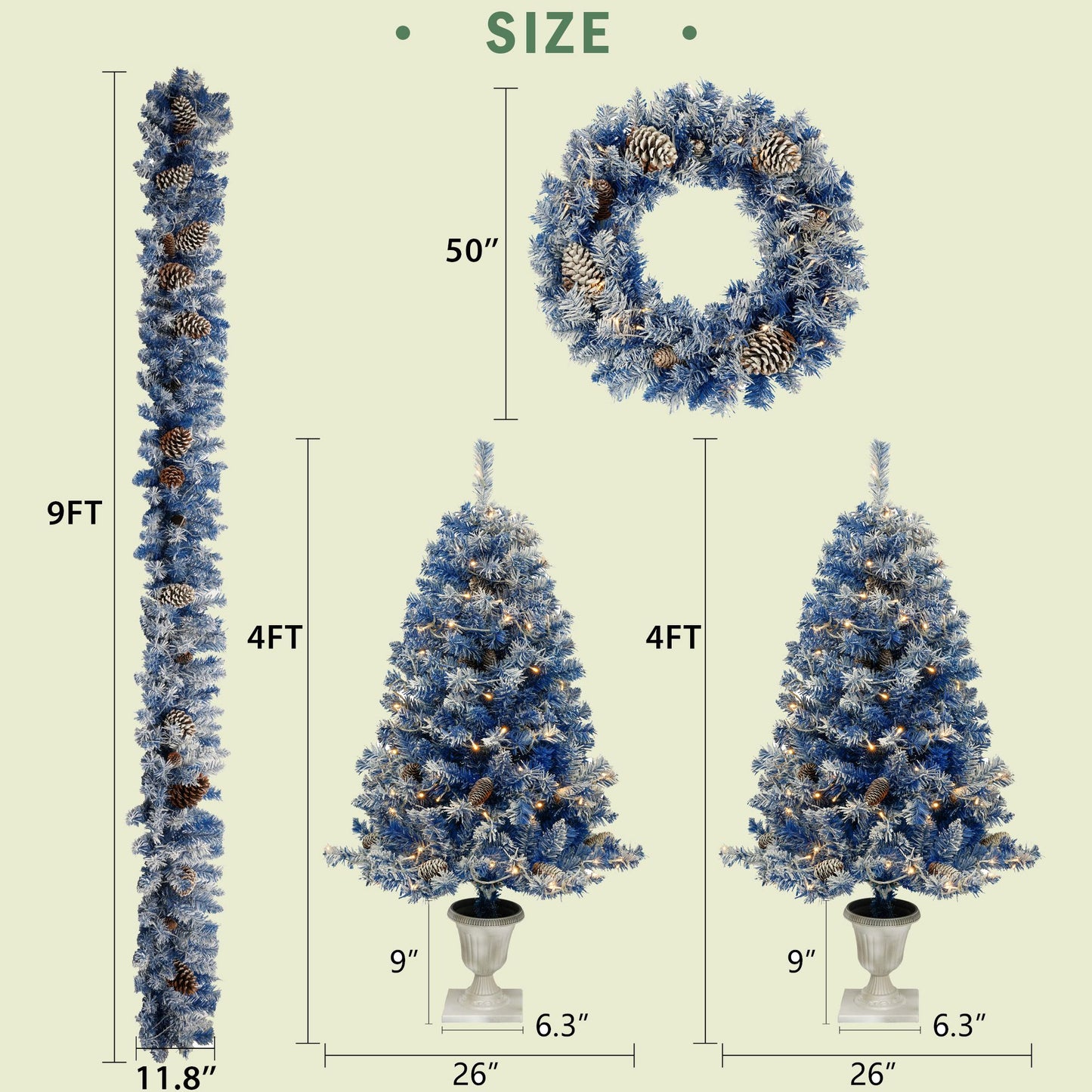 7 ft Pre-Lit Artificial Christmas Tree Set with Garland, Wreath, and LED Entrance Trees - Festive Holiday Decor 2024