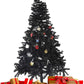 7 ft Black Artificial Christmas Tree with 17 Ornaments – Unique Holiday Decor for Christmas and Halloween 2024