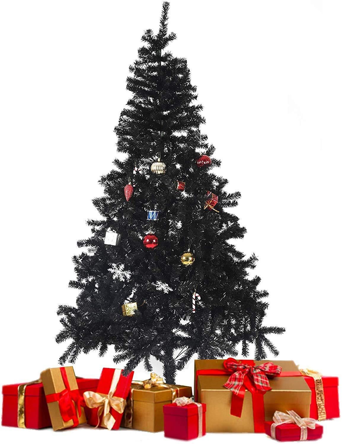 7 ft Black Artificial Christmas Tree with 17 Ornaments – Unique Holiday Decor for Christmas and Halloween 2024