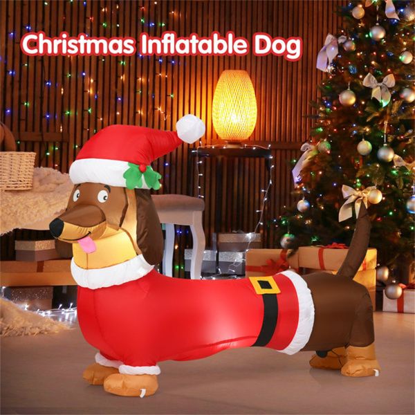 5 Feet Inflatable Christmas Dog Decoration – LED Lit with Built-in Lights, Outdoor Safe, Holiday Decor 2024