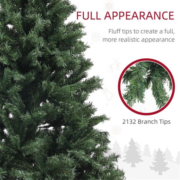 9ft Realistic Green Christmas Tree - Natural Look with 2132 Tips, Perfect Holiday Decor for Home & Office 2024