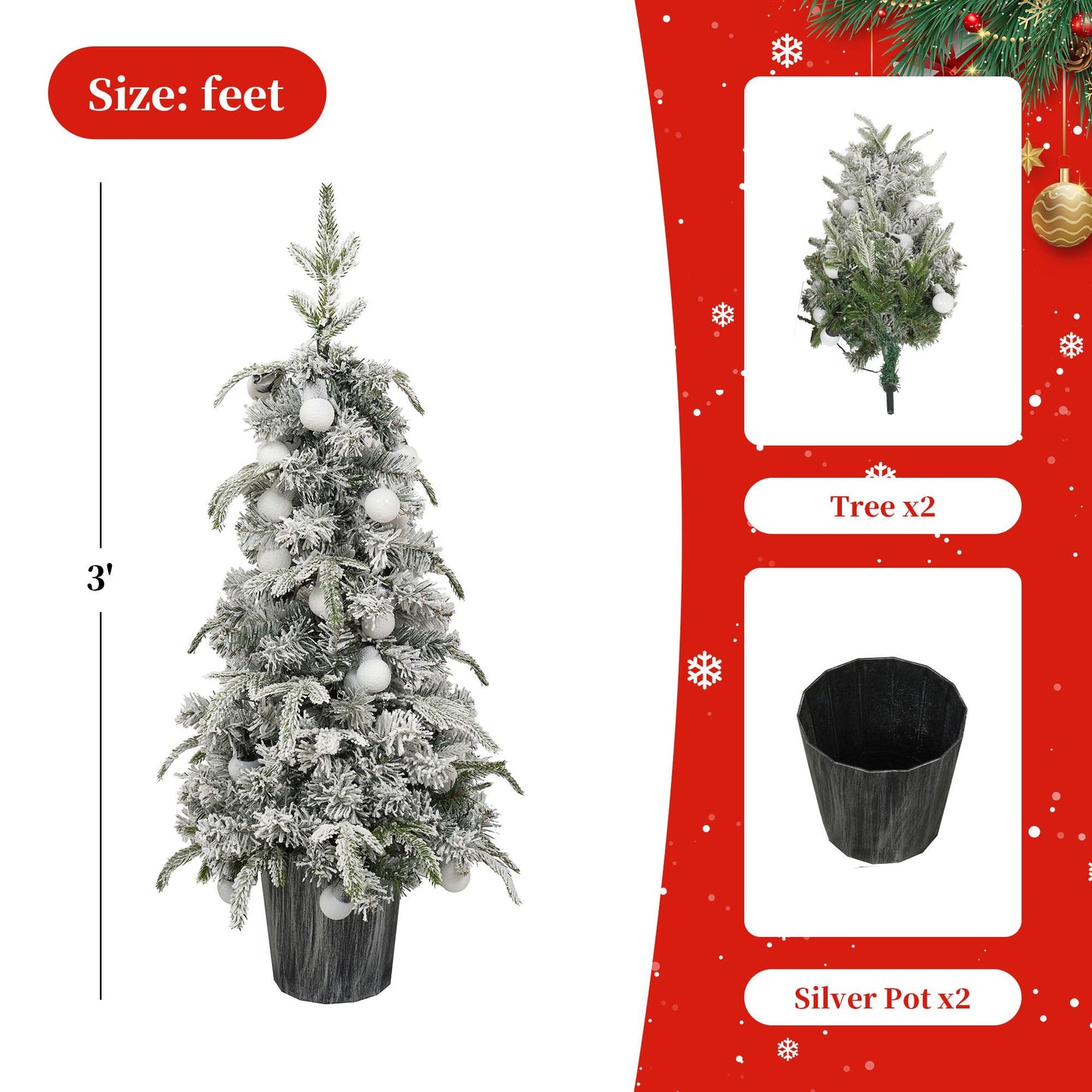 Set of 2 Lighted Candy Christmas Trees, 3ft Artificial Decor with Warm White LED Lights for Festive Indoor & Outdoor Holiday Decoration 2024