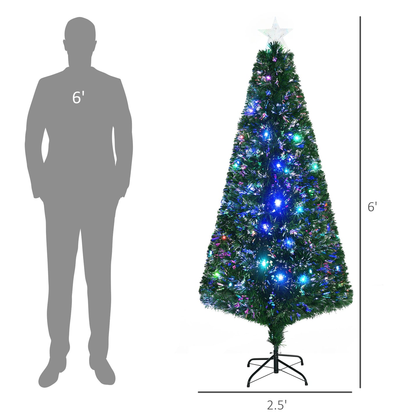 6' Pre-Lit Douglas Fir Christmas Tree - Realistic Artificial Holiday Decor with 24 Multi-Color LED Lights, Perfect for Christmas 2024