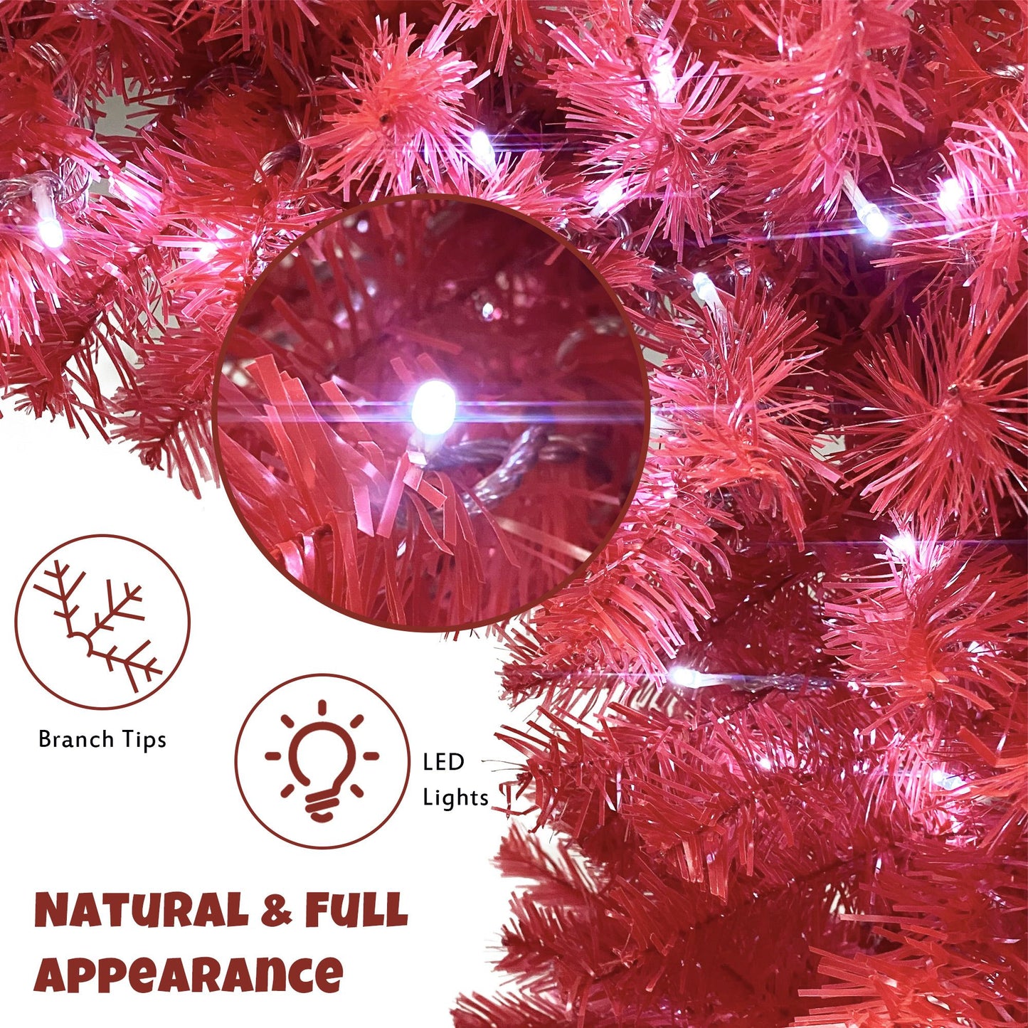 6FT Santa Hat Inspired Hinged Christmas Tree - Unique Red & White Holiday Decoration with 1250 Tips, 300 LED Lights for Indoor Use