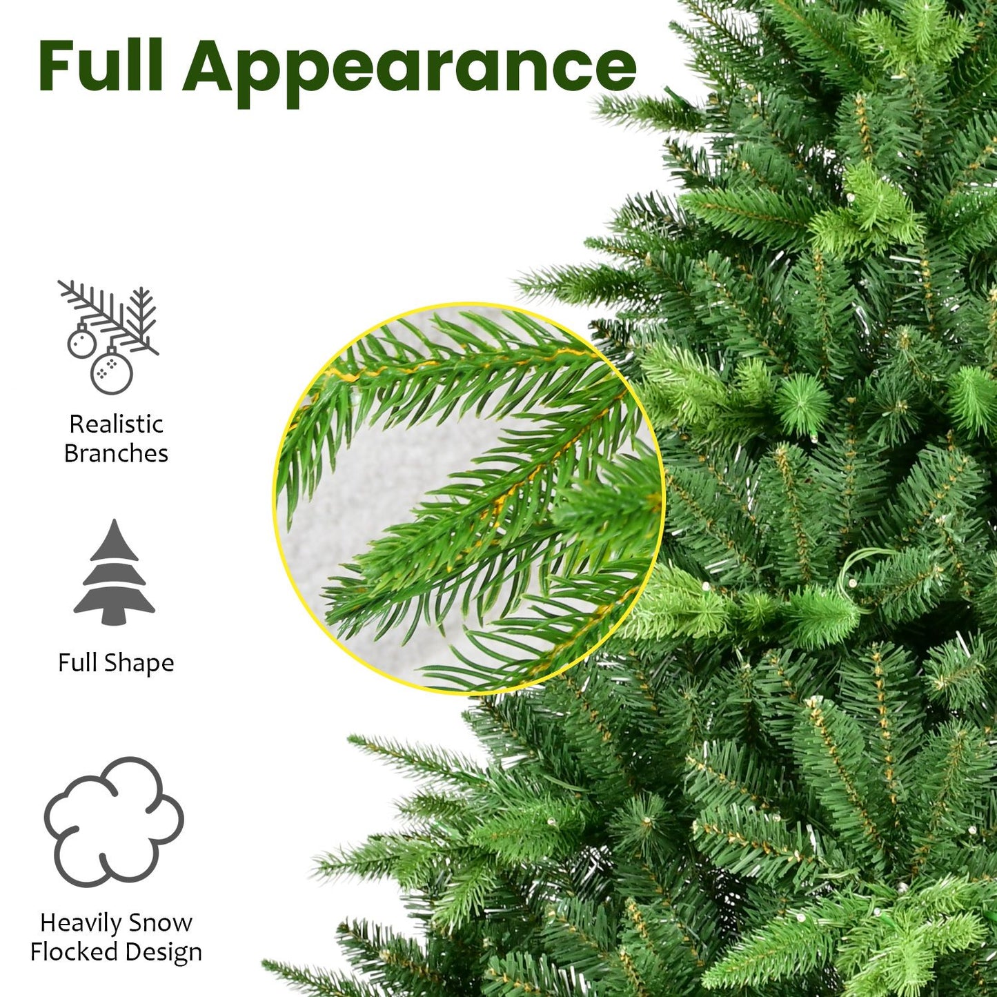 Prelit 6FT Realistic Green Christmas Tree with 350L LED Lights - Fluffy and Stable Holiday Decor