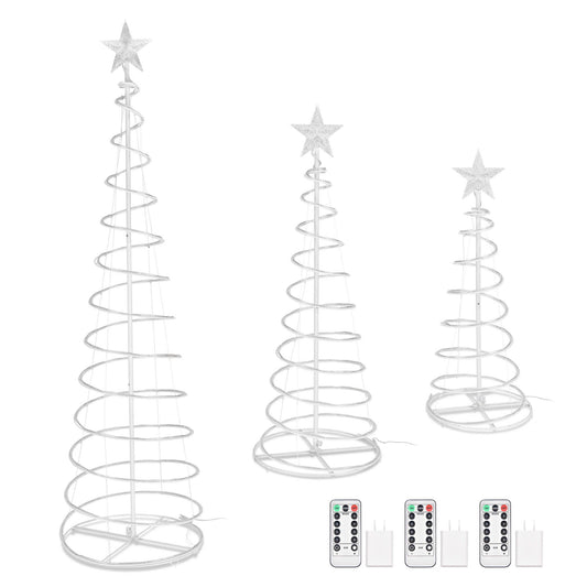 6FT LED Lighted Spiral Christmas Tree Set with USB Power - Cold White Lights for Festive Holiday Decor 2024