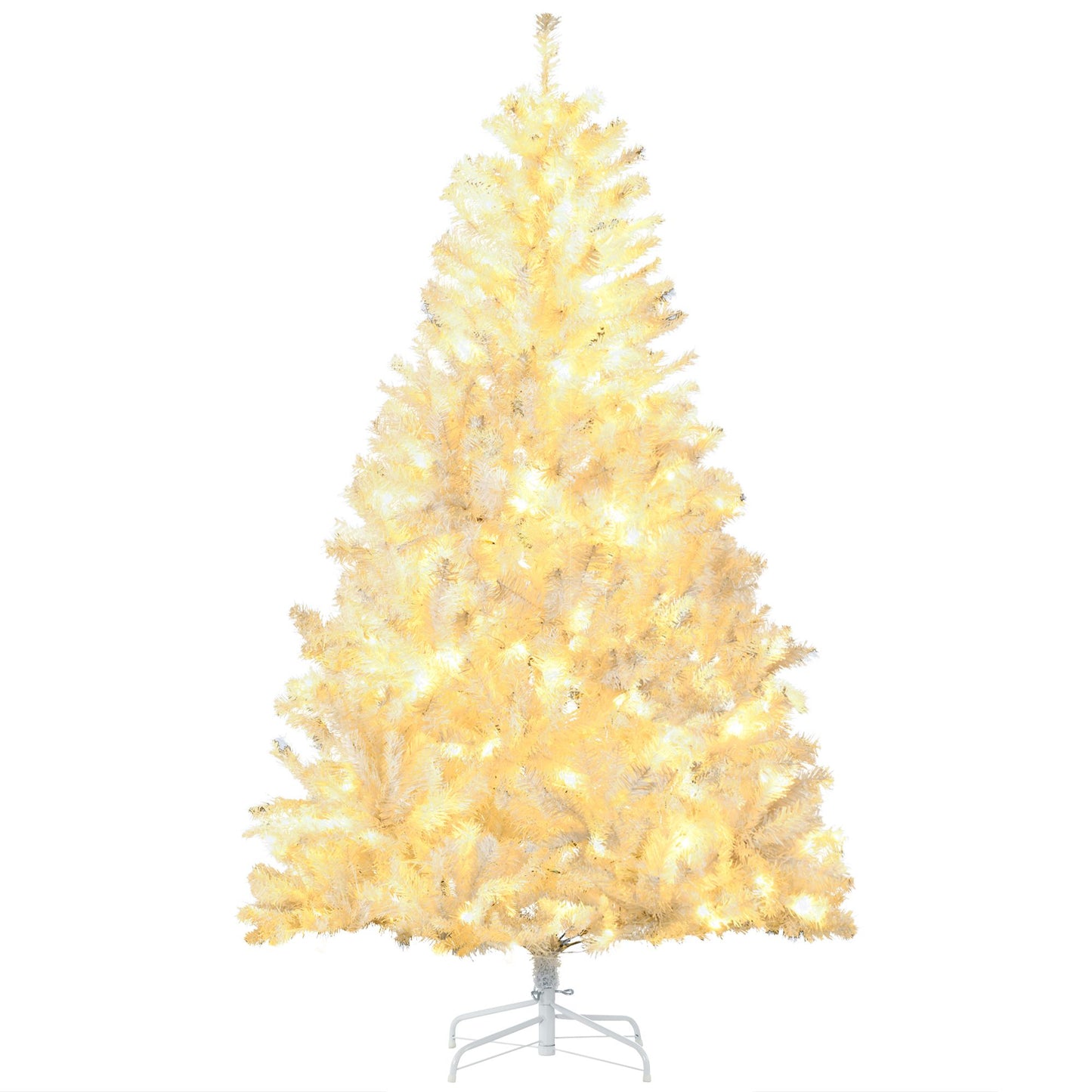 6 ft Pre-Lit White Christmas Tree – 220 Warm LED Lights with Auto Open Design, Perfect Holiday Decor for Christmas 2024