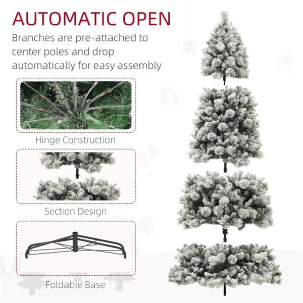 9 ft Snow-Flocked Artificial Christmas Tree with Warm White Lights - Realistic Holiday Decor for Home 2024