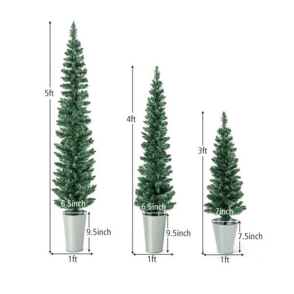 3 PCS Slim Pencil Artificial Christmas Tree Set – Lifelike Holiday Decor for Small Spaces, Perfect for Christmas 2024