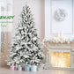 7FT Flocked Green & White Christmas Tree - Realistic PE/PVC Design for Holiday Decor, Easy Setup & Stable Base