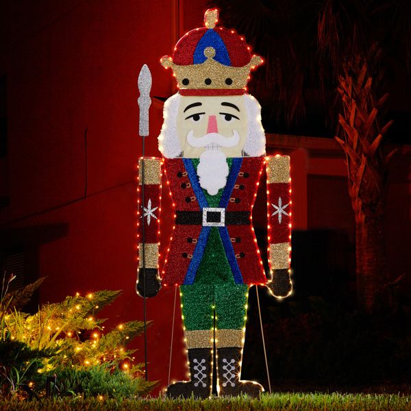 Lighted Nutcracker Soldier Decoration – 66-inch Pre-lit with 162 LED Warm White Lights, Indoor/Outdoor Holiday Decor 2024