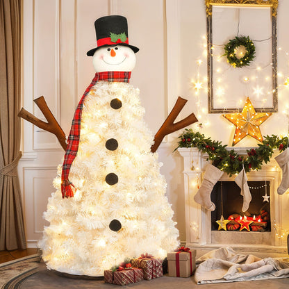 4 ft Pre-Lit Snowman Christmas Tree with 100 LED Lights – Cute Artificial Holiday Decor for Home & Office Christmas 2024