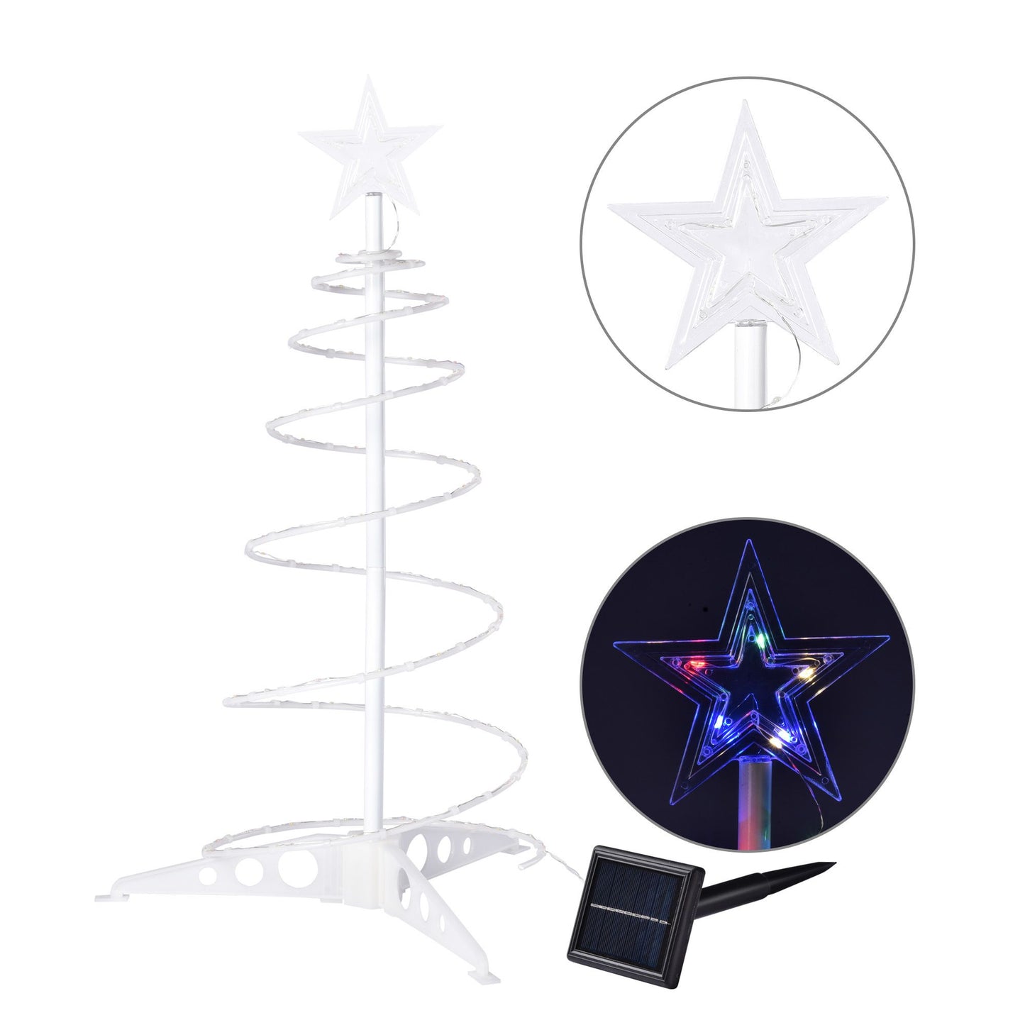 2ft Solar-Powered LED Lighted Christmas Tree with Twinkle and Steady Modes - Perfect Holiday Decor for Indoor & Outdoor Use 2024