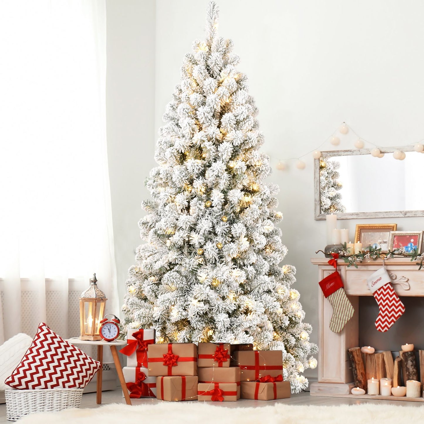 Pre-Lit 5FT Fluffy Christmas Tree with Memory Wire - Stable PVC Design, Perfect Holiday Decoration