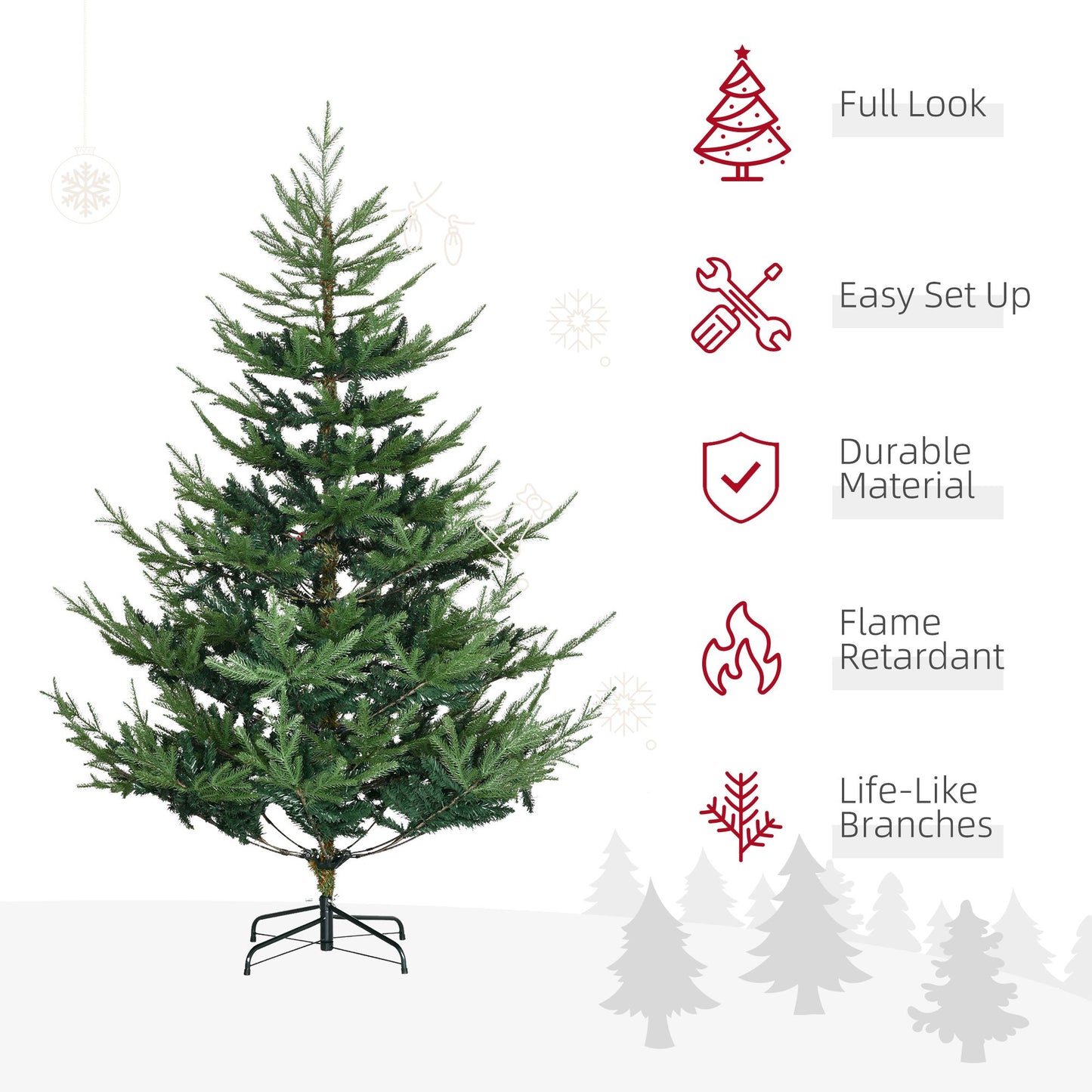 6 ft Realistic Artificial Christmas Tree – Hinged Pine Design with 795 Branches, Easy Assembly for Holiday Decor 2024