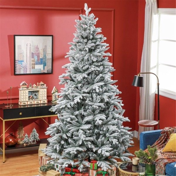 8 ft Snow-Flocked Christmas Tree – Realistic Indoor Holiday Decor with 2003 Tips for Festive Home Celebrations 2024