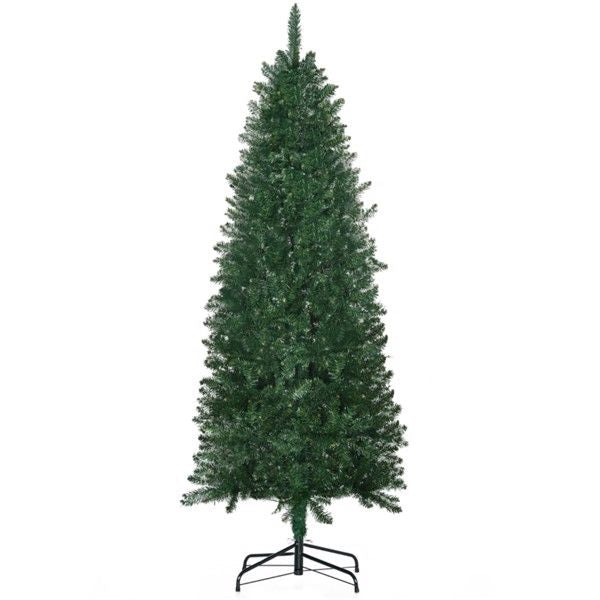 7.5 ft Realistic Green Pencil Christmas Tree – Slim Space-Saving Design with Flame Retardant Tips for Holiday Decor 2024