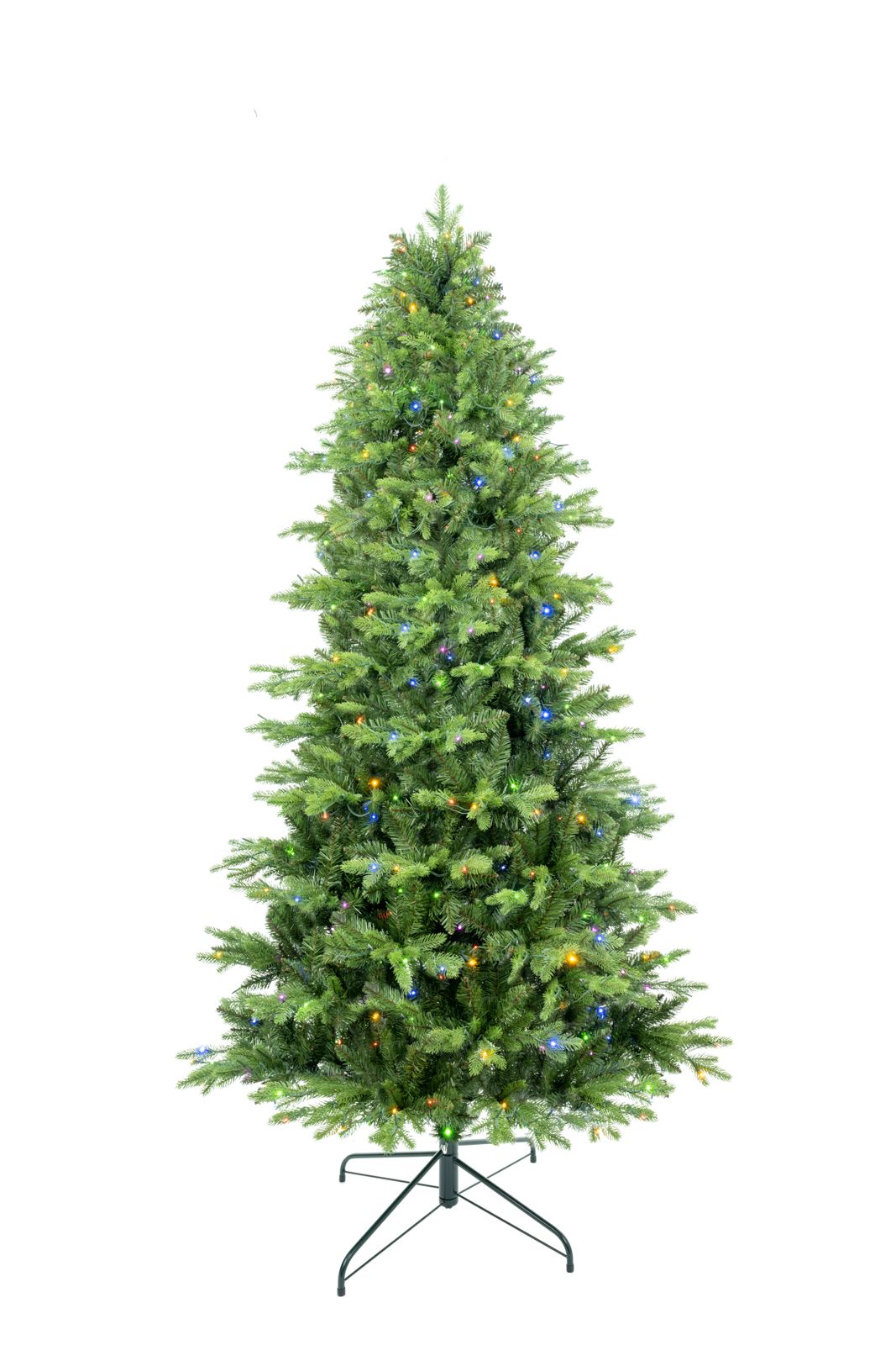 Artificial Christmas Tree Prelit PE&PVC With Metal Stand,550 Multi-Colour LED Lights,2286 Branch Tips Green Everett Balsam Tree Easy Assembly For Indoor,Home 50 x 50 x 90 inches