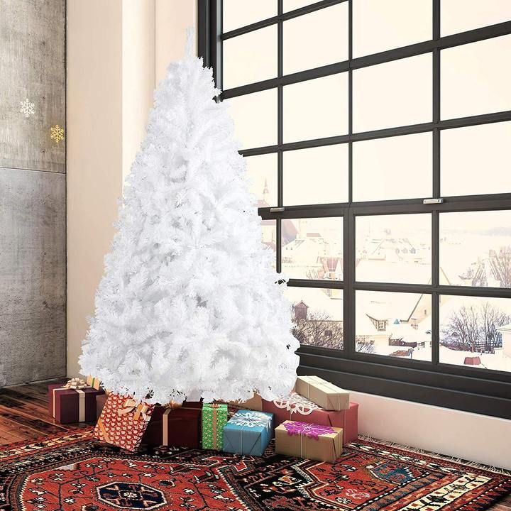 7 ft Elegant White Christmas Tree with 1000 Tips and Festive Decorations – Perfect Holiday Decor for 2024