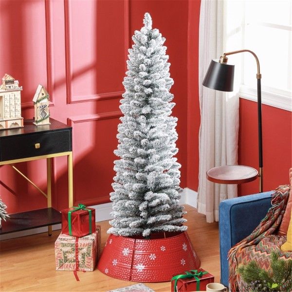 5ft Slim Snow-Flocked Christmas Tree – Realistic Indoor Holiday Decor for Small Spaces, Perfect for Christmas 2024