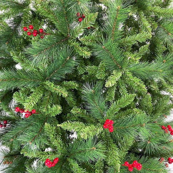 7.5 FT Inverted Christmas Tree with Santa's Legs & Berries - Unique PVC Holiday Decoration for Festive Celebrations