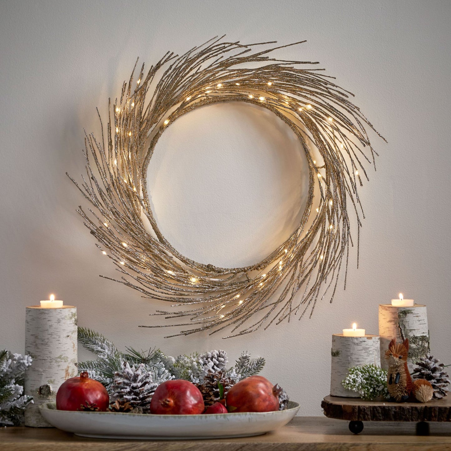 24-inch LED Paper Wreath – Warm White Lights for Festive Decor, Perfect for Front Door, Christmas 2024