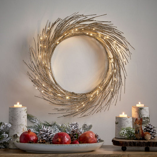 24-inch LED Paper Wreath – Warm White Lights for Festive Decor, Perfect for Front Door, Christmas 2024