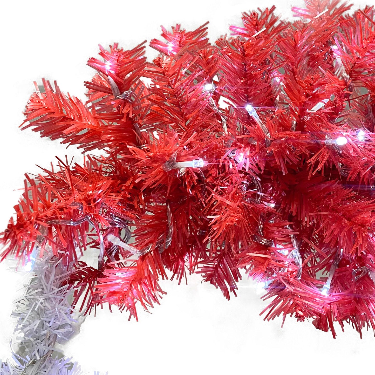 6FT Santa Hat Inspired Hinged Christmas Tree - Unique Red & White Holiday Decoration with 1250 Tips, 300 LED Lights for Indoor Use