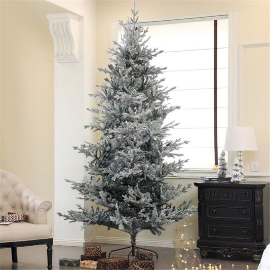 9 ft Realistic Snow-Flocked Nordic Pine Christmas Tree – Full Holiday Decor for Home, Perfect for Christmas 2024