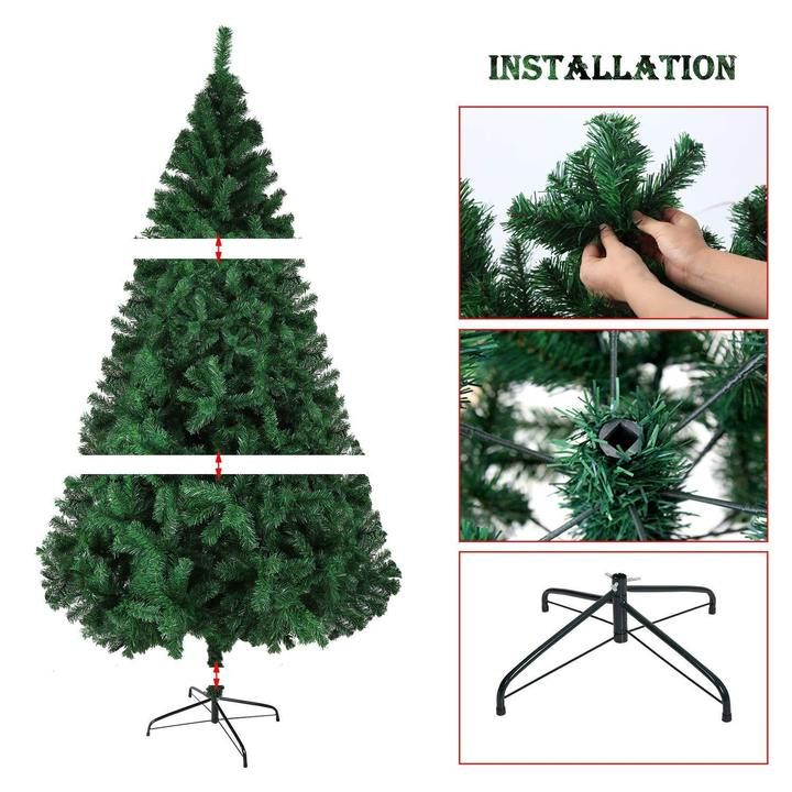 6 ft Premium PVC Christmas Tree – Lush Green Decor with Metal Stand, Perfect for Holiday Home Decor 2024