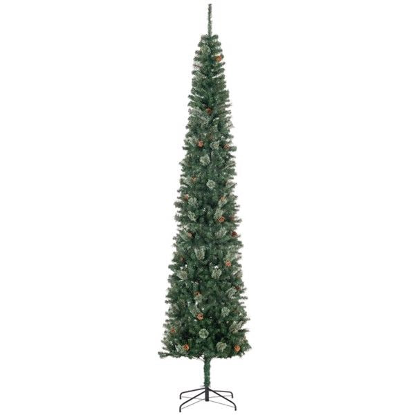 9.5 ft Slim Pencil Christmas Tree with Pinecones - Realistic Holiday Decor for Small Spaces, Perfect for Christmas 2024