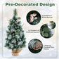 3 FT Pre-Lit Mini Artificial Christmas Tree with Pine Cones and Warm LED Lights - Perfect Holiday Decor for Small Spaces 2024