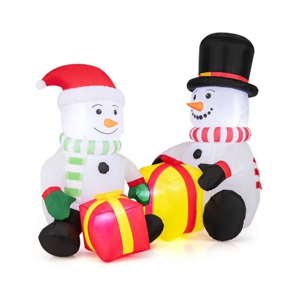 5ft Inflatable Snowman with Gift Boxes – LED Lit Holiday Decor for Outdoor Use, Christmas 2024