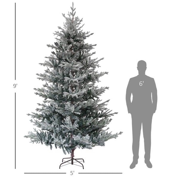 9 ft Realistic Snow-Flocked Nordic Pine Christmas Tree – Full Holiday Decor for Home, Perfect for Christmas 2024