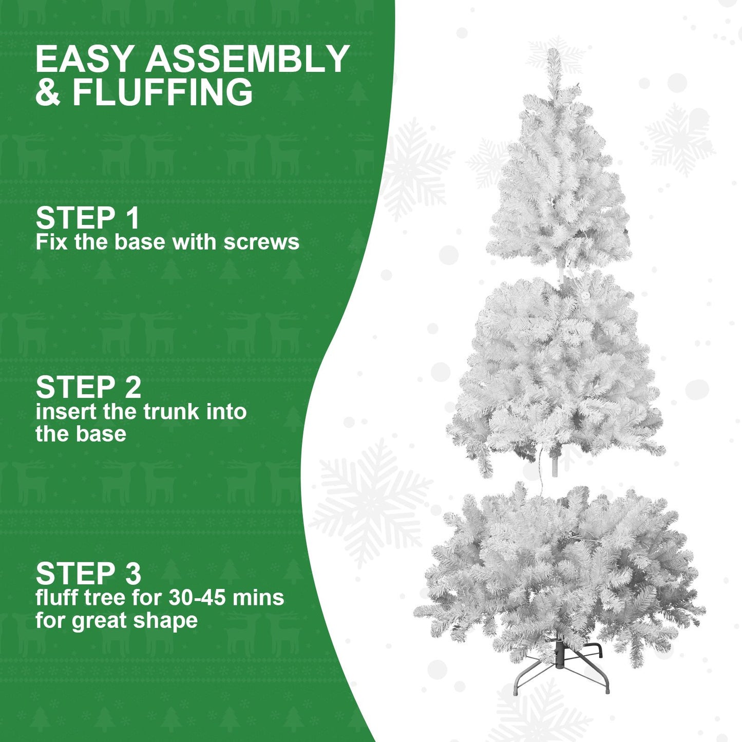 5ft Eco-Friendly White Christmas Tree - Fireproof PVC, Easy Assembly & Fluffy Design for Holiday Decor 2024