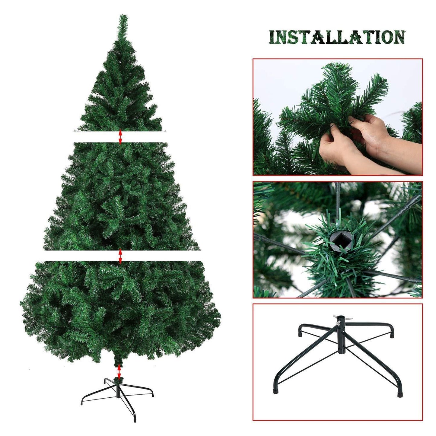 5 ft Realistic Green PVC Christmas Tree with Metal Stand – Perfect Holiday Decor for Home & Office Christmas 2024