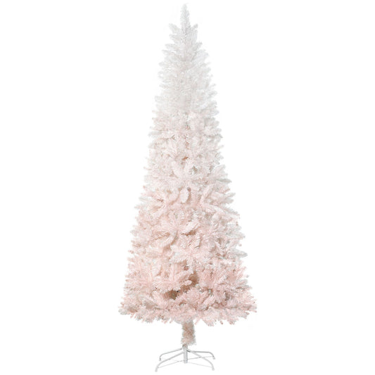 6 ft Slim Pink and White Unlit Pencil Fir Christmas Tree – Realistic Branches, Perfect for Small Spaces, Holiday Decor 2024