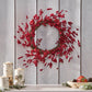 23.5-inch Mixed Berry Wreath – Rustic Twig Frame for Front Door, Christmas Decor 2024