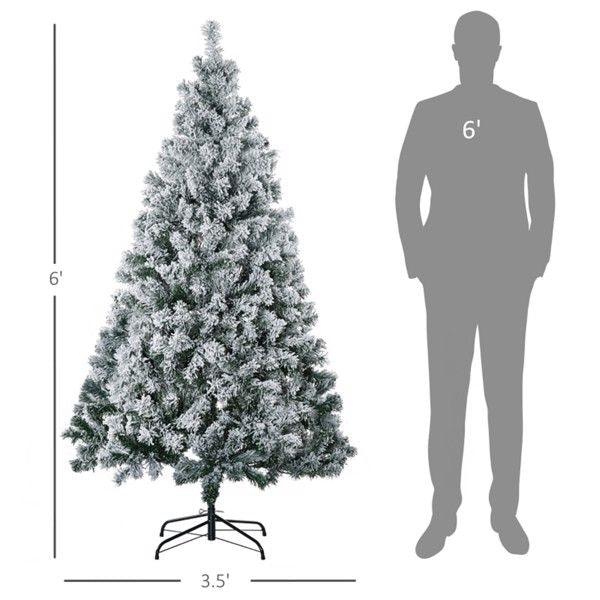 6 ft Pre-Lit Snow-Flocked Christmas Tree with LED Lights – Realistic Holiday Decor for Home & Office Christmas 2024