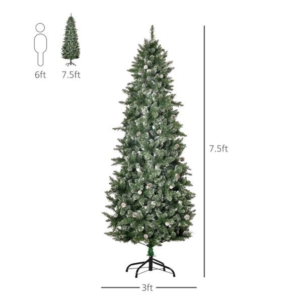 7.5 ft Snow-Dipped Pinecone Christmas Tree – Lush Realistic Holiday Decor for Home & Office Christmas 2024