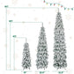 8FT, 6FT, 4FT Pre-Lit Pencil Christmas Trees, 3-set Slim Artificial Christmas Tree With Snow Flocking, Xmas Holiday Decoration Tree, 1455 Branch Tips, 520 LED Lights, 11 Lighting Modes